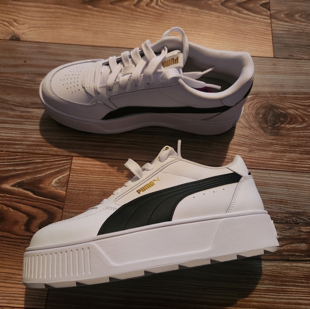 Puma  Karmen Rebelle White and Black Platform Sneakers Size 8.5